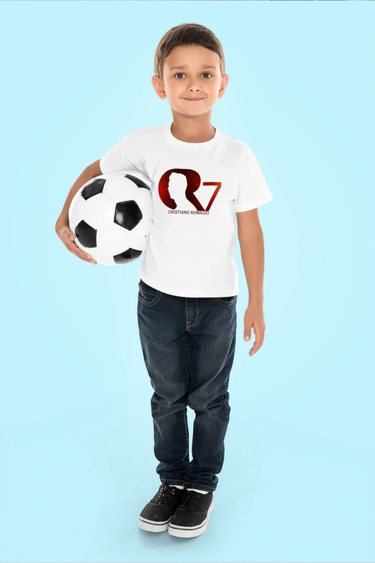 Cristiano Ronaldo Baskılı Beyaz Unisex Çocuk Tişört