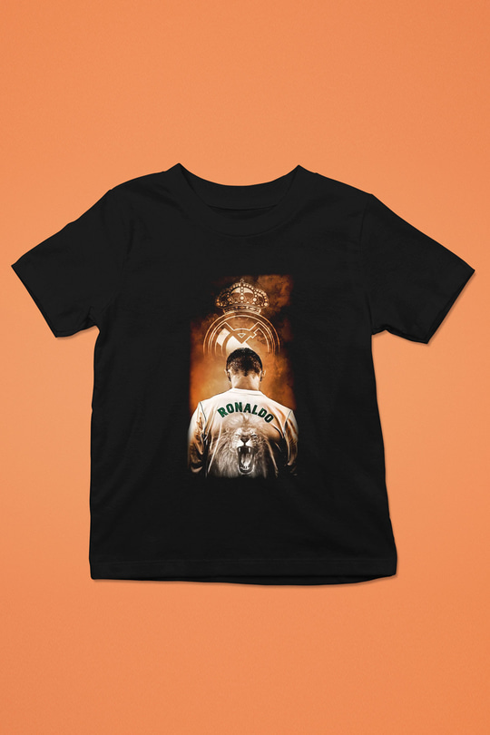 Cristiano Ronaldo Baskılı Siyah Unisex Çocuk Tişört