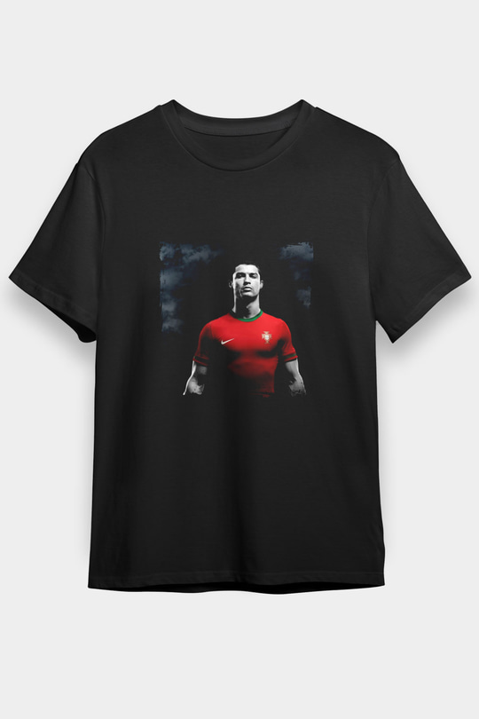 Cristiano Ronaldo Baskılı Unisex Siyah Tişört