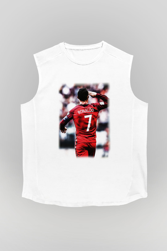 Cristiano Ronaldo Beyaz Unisex Kolsuz Tişört