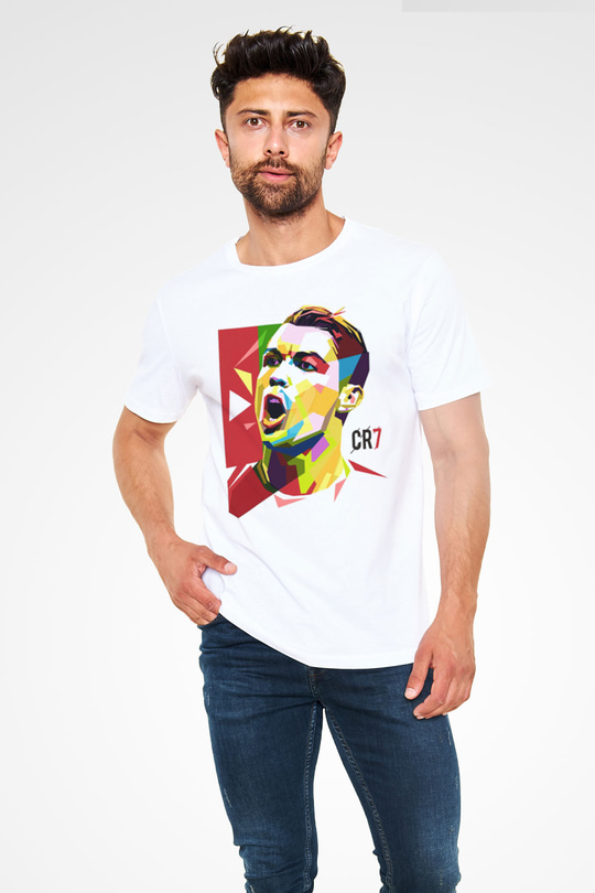 Cristiano Ronaldo Beyaz Unisex Tişört T-Shirt - TişörtFabrikası