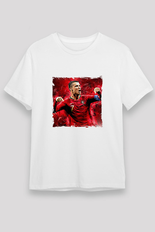 Cristiano Ronaldo Unisex Baskılı Beyaz Tişört