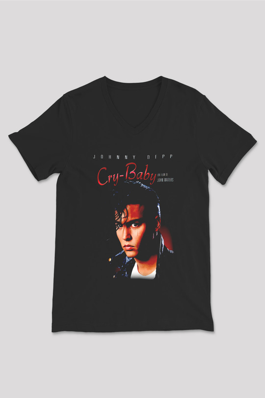 Cry-Baby Siyah Unisex  V Yaka Tişört