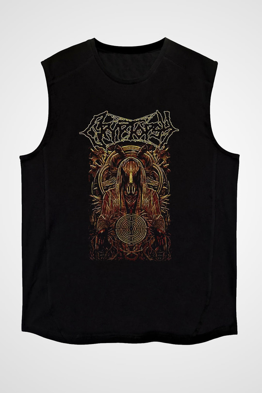 Cryptopsy Baskılı Unisex Siyah Kolsuz Tişört - Tshirt