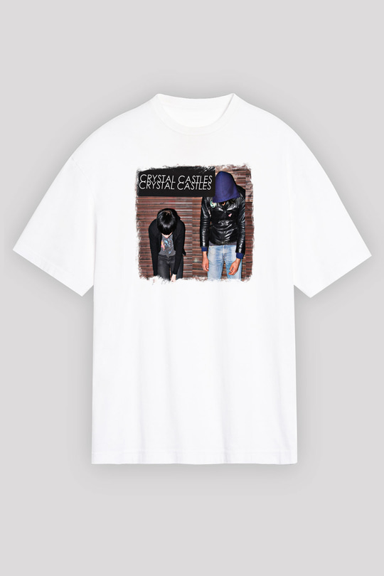 Crystal Castles Baskılı Unisex Beyaz Oversize Tişört