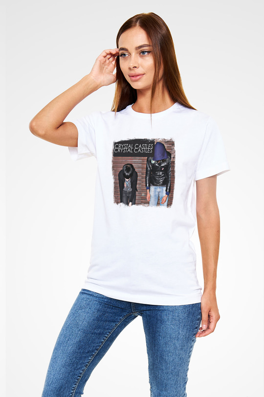 Crystal Castles Baskılı Unisex Beyaz Tişört