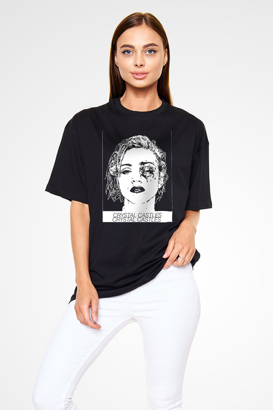 Crystal Castles Siyah Unisex Oversize Tişört T-Shirt