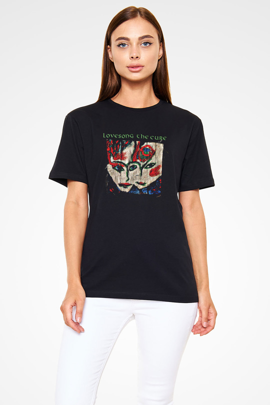 Cure Baskılı Unisex Siyah Tişört