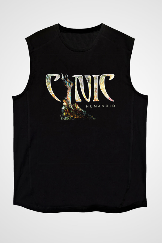 Cynic Baskılı Unisex Siyah Kolsuz Tişört