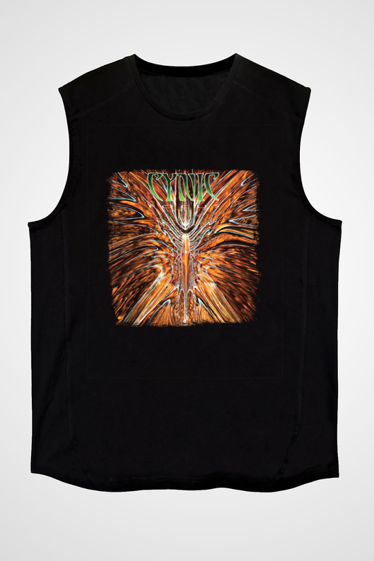 Cynic Baskılı Unisex Siyah Kolsuz Tişört