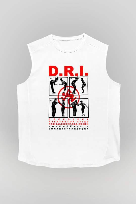 D.R.I Beyaz Unisex Kolsuz Tişört