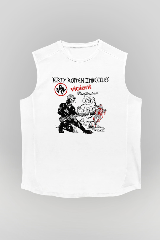 D.R.I Beyaz Unisex Kolsuz Tişört