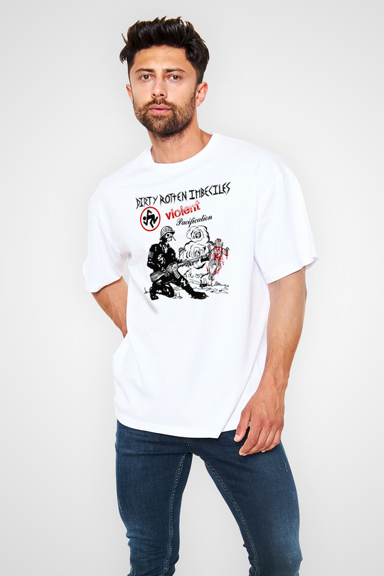 D.R.I Beyaz Unisex Oversize Tişört T-Shirt