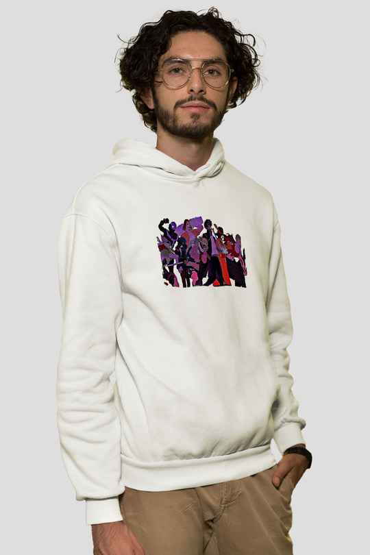 Dabi Baskılı Beyaz Unisex Hoodie