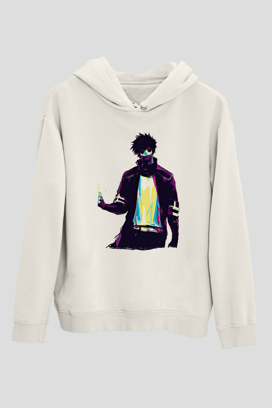 Dabi Baskılı Beyaz Unisex Hoodie