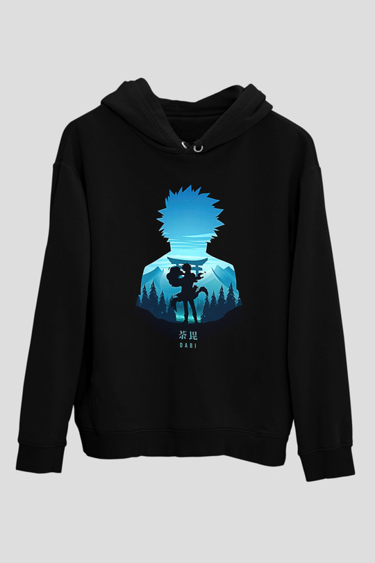 Dabi Baskılı Unisex Siyah Hoodie