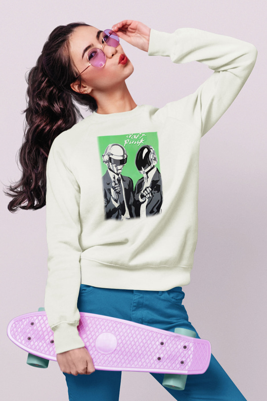Daft Punk Beyaz Unisex Sweatshirt