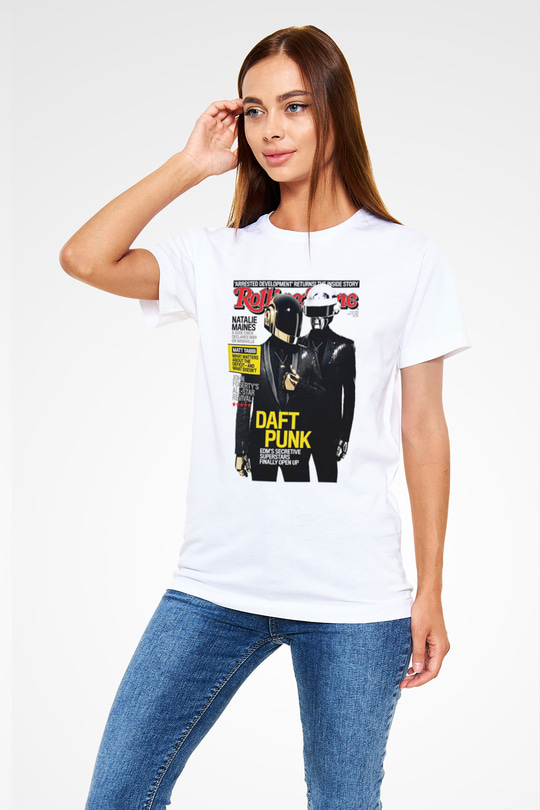 Daft Punk Beyaz Unisex Tişört T-Shirt - TişörtFabrikası