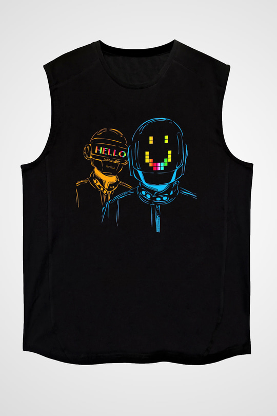 Daft Punk Siyah Unisex Kolsuz Tişört