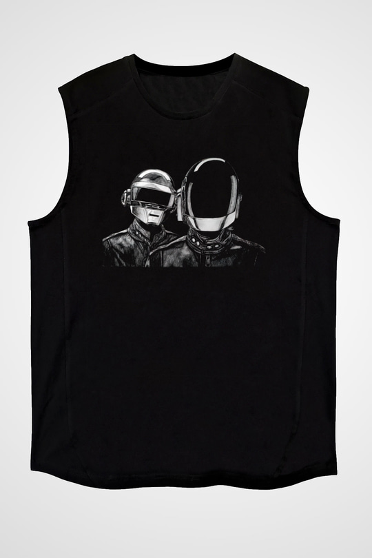 Daft Punk Siyah Unisex Kolsuz Tişört