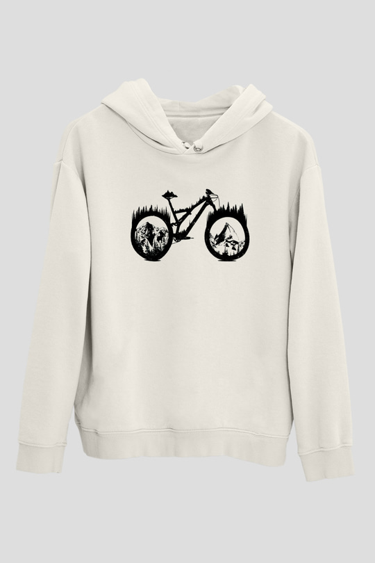 Dağ BisikletiBeyaz  Unisex Hoodie