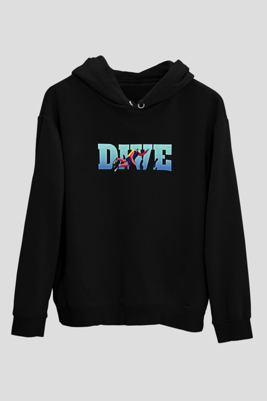Dağcılık - Mountaineering Baskılı Unisex Siyah Hoodie