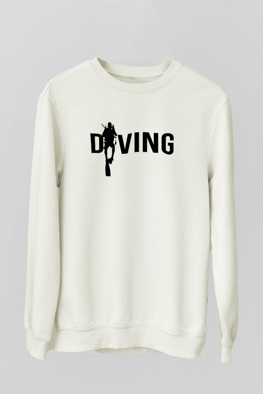 Dalgıç Beyaz Unisex Sweatshirt
