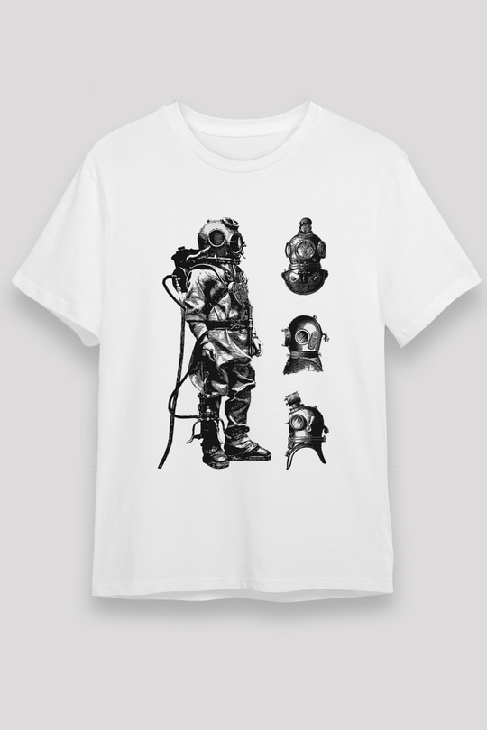 Dalgıç Beyaz Unisex Tişört T-Shirt - TişörtFabrikası