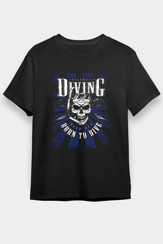 Dalgıç Siyah Unisex Tişört T-Shirt - TişörtFabrikası