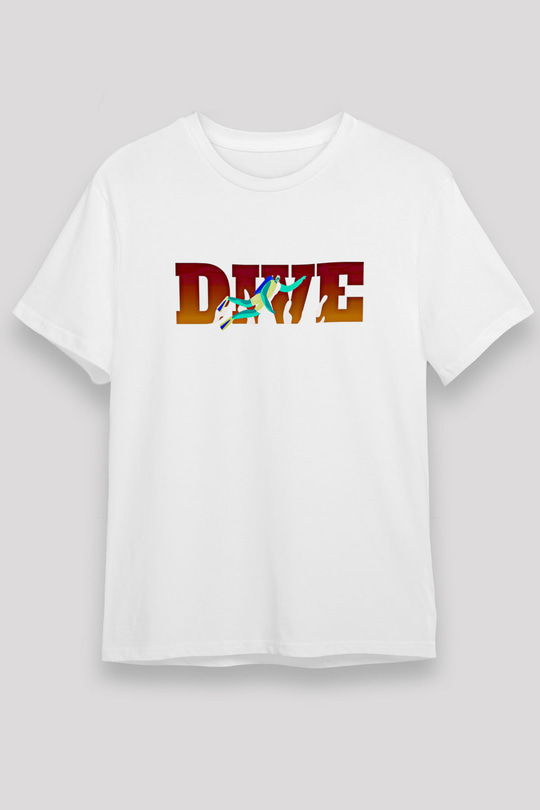 Dalgıçlık Baskılı Unisex Beyaz Tişört - Tshirt