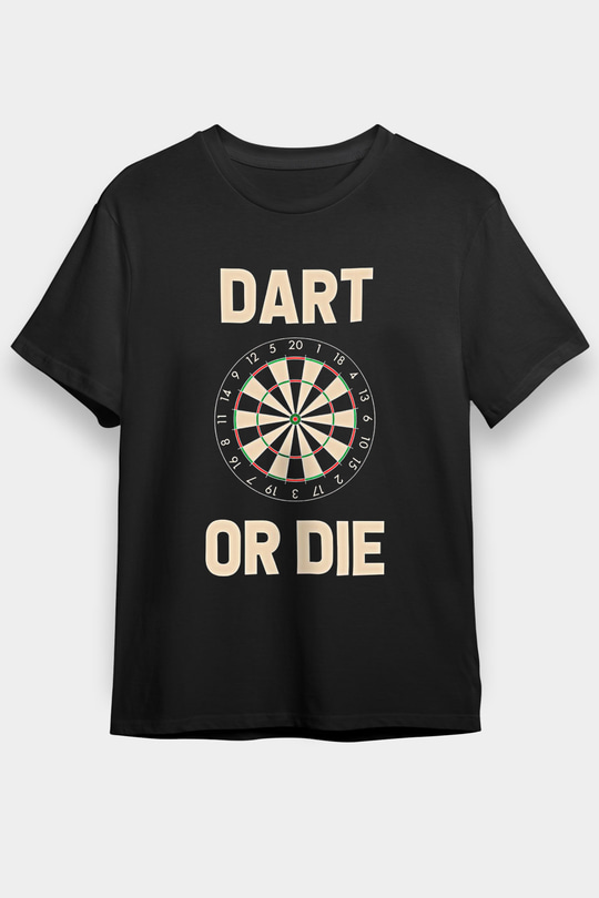 Dart Baskılı Unisex Siyah Tişört - Tshirt