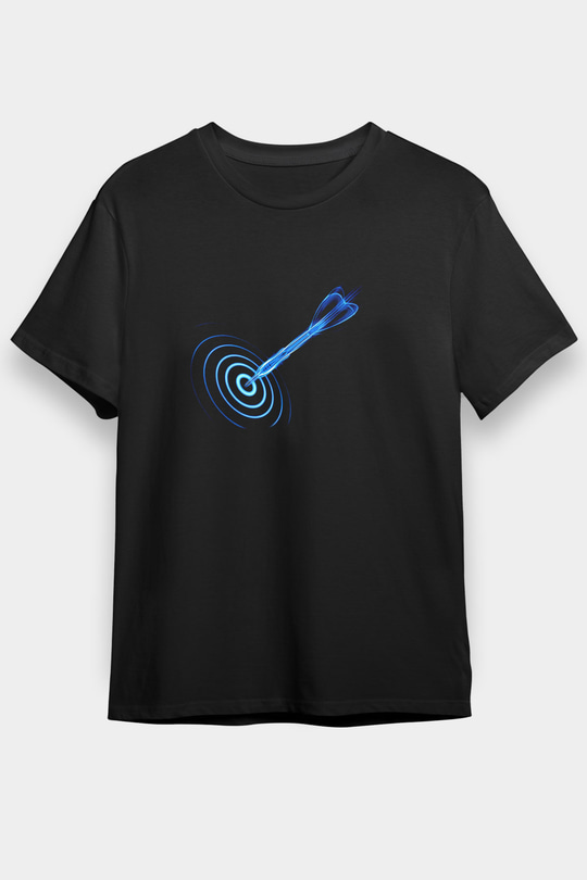Dart Baskılı Unisex Siyah Tişört - Tshirt
