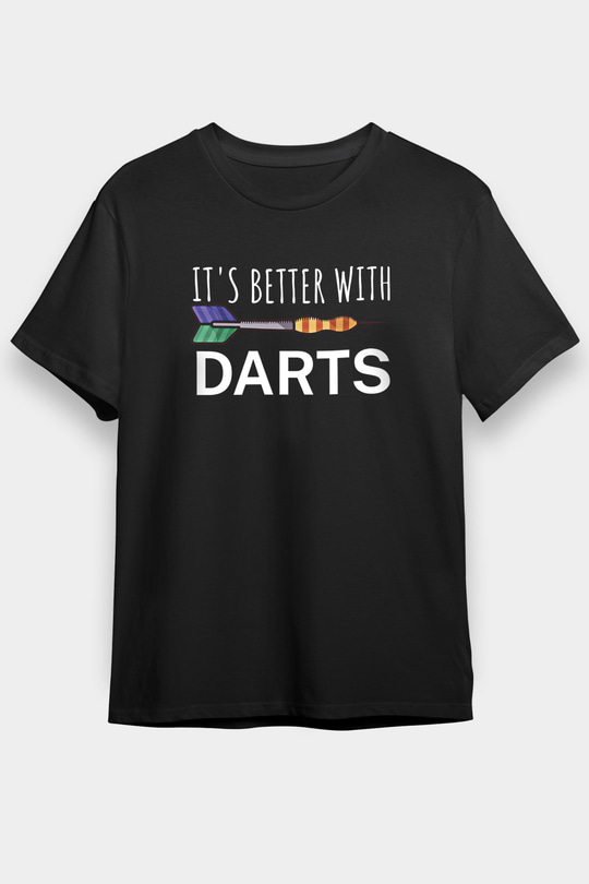 Dart Baskılı Unisex Siyah Tişört - Tshirt