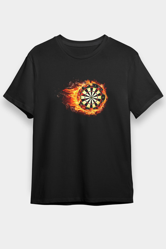 Dart Baskılı Unisex Siyah Tişört - Tshirt