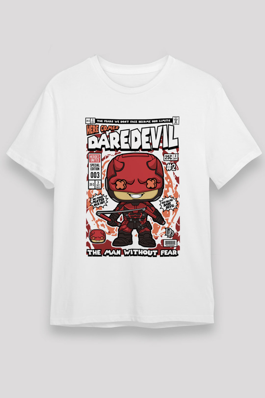 Dare Devil Baskılı Unisex Beyaz Tişört
