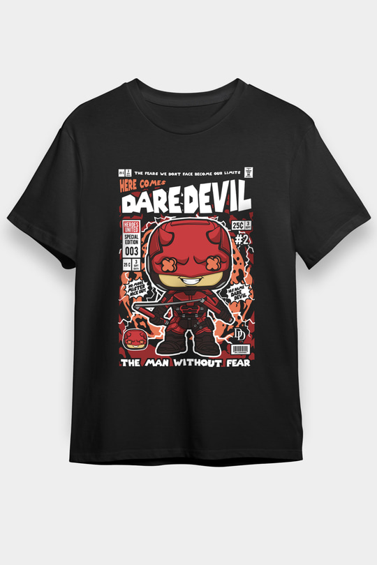 Dare Devil Baskılı Unisex Siyah Tişört