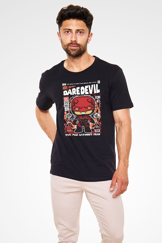 Dare Devil Baskılı Unisex Siyah Tişört