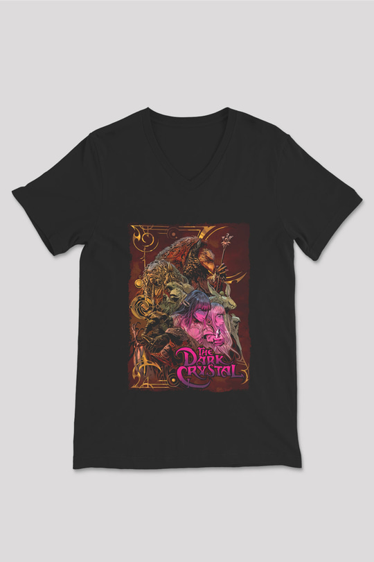 Dark Crystal Siyah Unisex  V Yaka Tişört
