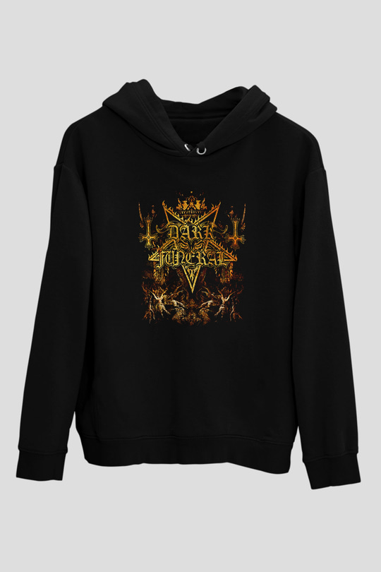 Dark Funeral Baskılı Unisex Siyah Kapüşonlu Sweatshirt