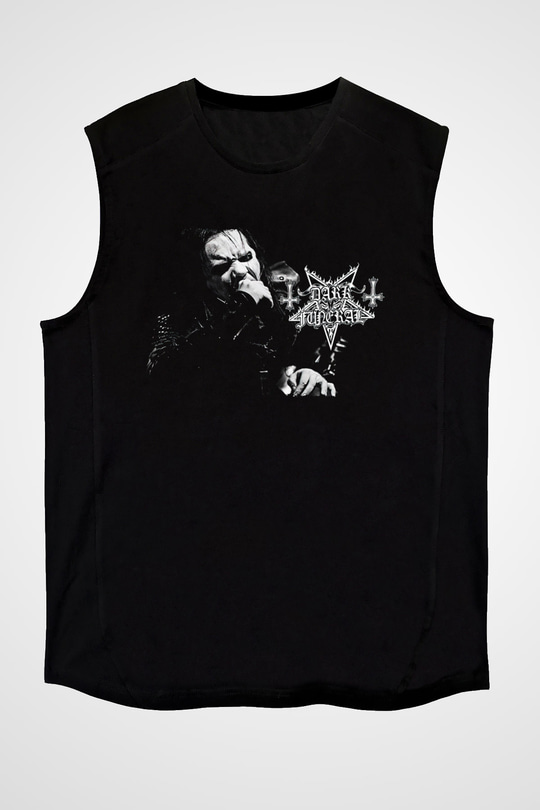 Dark Funeral Baskılı Unisex Siyah Kolsuz Tişört - Tshirt