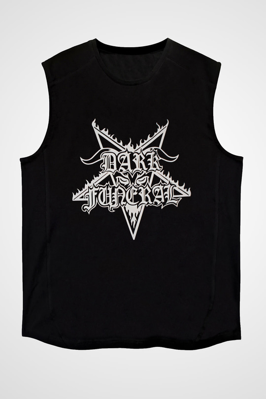 Dark Funeral Baskılı Unisex Siyah Kolsuz Tişört - Tshirt