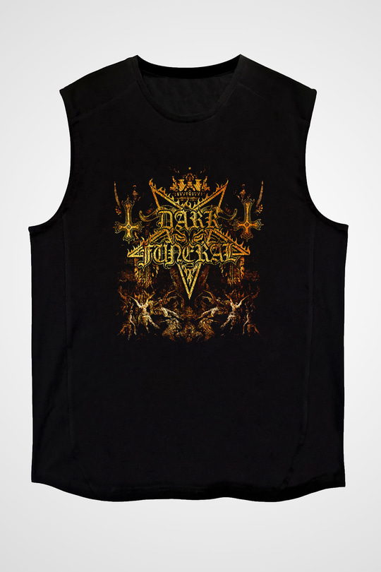 Dark Funeral Baskılı Unisex Siyah Kolsuz Tişört - Tshirt