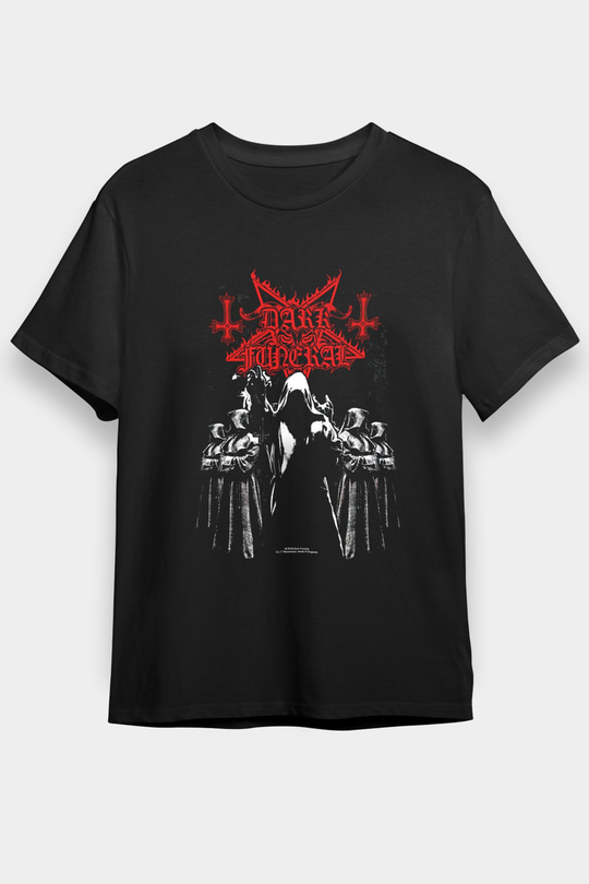 Dark Funeral Baskılı Unisex Siyah Tişört - Tshirt