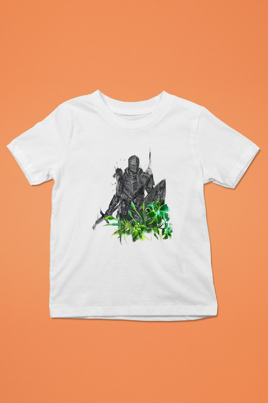 Dark Souls Baskılı Beyaz Unisex Beyaz Çocuk Tişört - Tshirt