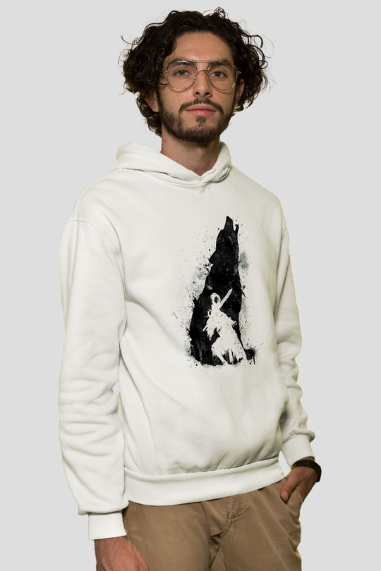 Dark Souls Baskılı Beyaz Unisex Kapüşonlu Sweatshirt