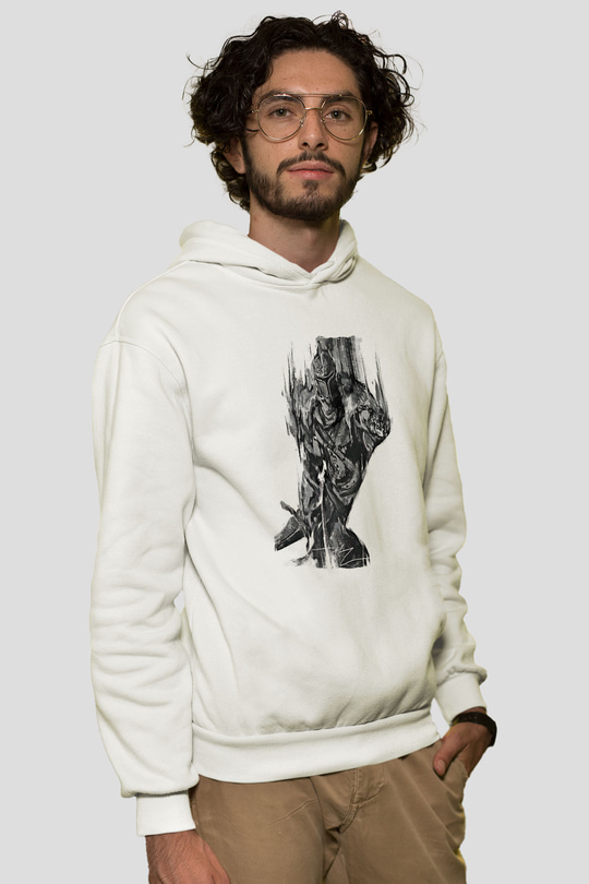 Dark Souls Baskılı Beyaz Unisex Kapüşonlu Sweatshirt