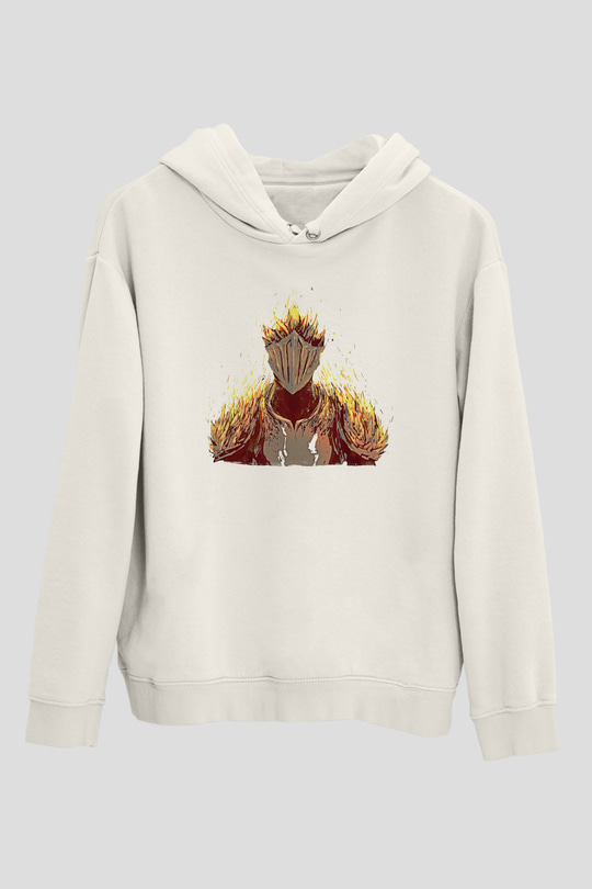 Dark Souls Baskılı Beyaz Unisex Kapüşonlu Sweatshirt