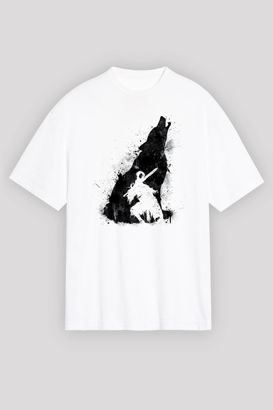 Dark Souls Baskılı Beyaz Unisex Oversize Tişört - Tshirt