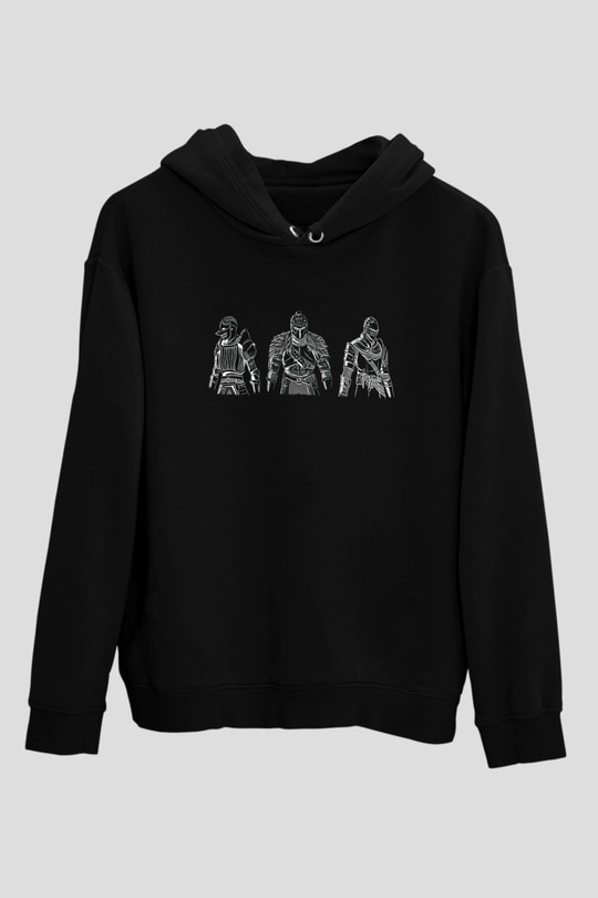 Dark Souls Baskılı Unisex Siyah Kapüşonlu Sweatshirt