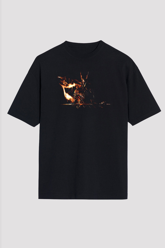 Dark Souls Baskılı Unisex Siyah Oversize Tişört - Tshirt